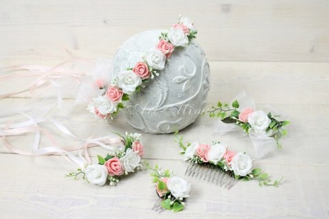 Grzebyk mały Różyczki do włosów ozdoba FUKSJA ślub Grzebyk mały Różyczki do włosów ozdoba FUKSJA ślub