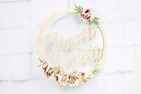 Obręcz CHRZEST ŚWIĘTY dekoracja PUDROWY pamiątka Obręcz CHRZEST ŚWIĘTY dekoracja PUDROWY pamiątka