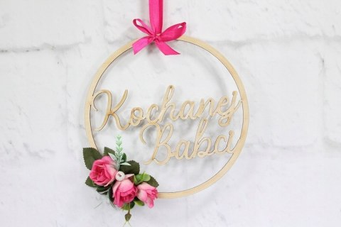 Obręcz KOCHANEJ BABCI wianek kwiaty prezent KOLORY Obręcz KOCHANEJ BABCI wianek kwiaty prezent KOLORY