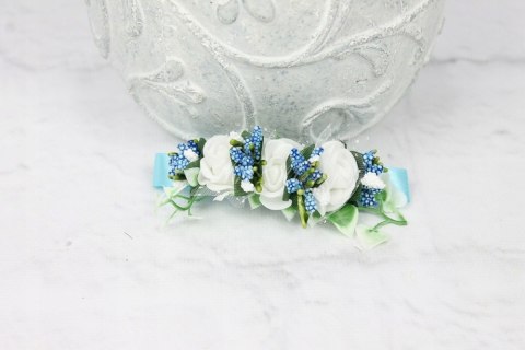 Ozdoba na torebkę komunijną boho różyczki BŁĘKIT Ozdoba na torebkę komunijną boho różyczki BŁĘKIT