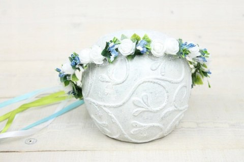 Ozdoba na torebkę komunijną boho różyczki BŁĘKIT Ozdoba na torebkę komunijną boho różyczki BŁĘKIT