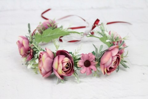 Wianek ślubny BORDO peonia boho foto sesja kwiaty Wianek ślubny BORDO peonia boho foto sesja kwiaty