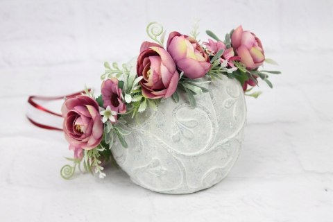 Wianek ślubny BORDO peonia boho foto sesja kwiaty Wianek ślubny BORDO peonia boho foto sesja kwiaty