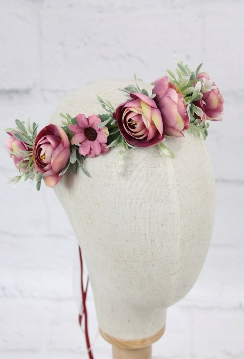 Wianek ślubny BORDO peonia boho foto sesja kwiaty Wianek ślubny BORDO peonia boho foto sesja kwiaty