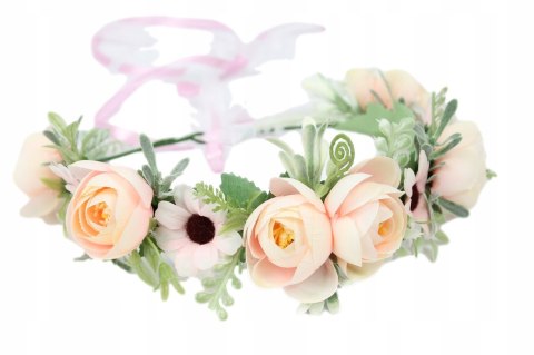 Wianek ślubny PUDROWY RÓŻ peonia boho sesja kwiaty Wianek ślubny PUDROWY RÓŻ peonia boho sesja kwiaty
