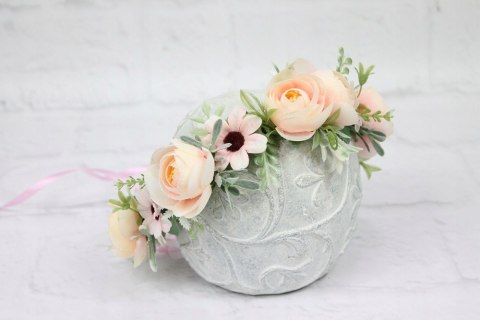 Wianek ślubny PUDROWY RÓŻ peonia boho sesja kwiaty Wianek ślubny PUDROWY RÓŻ peonia boho sesja kwiaty