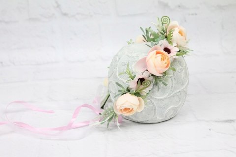 Wianek ślubny PUDROWY RÓŻ peonia boho sesja kwiaty Wianek ślubny PUDROWY RÓŻ peonia boho sesja kwiaty