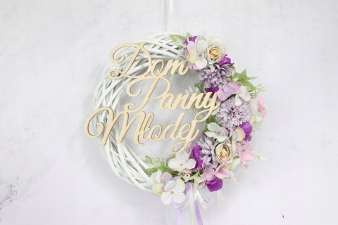 Wianek stroik ozdoba drzwi Dom Panny Młodej FIOLET Wianek stroik ozdoba drzwi Dom Panny Młodej FIOLET