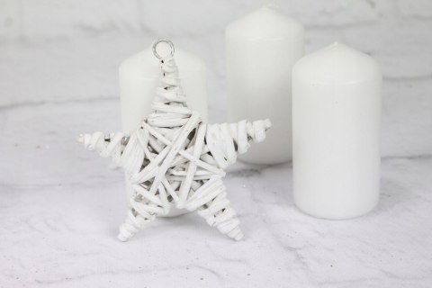 Gwiazda zawieszka biała wiklina choinka 10cm 1szt Gwiazda zawieszka biała wiklina choinka 10cm 1szt