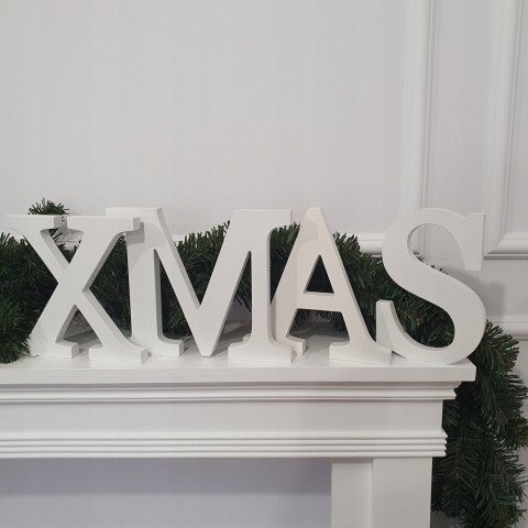 Napis świąteczny XMAS biały dekoracja domu święta Napis świąteczny XMAS biały dekoracja domu święta