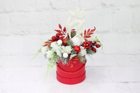 Flower box świąteczny stroik CZERWONY stylowy renifer Flower box świąteczny stroik CZERWONY stylowy renifer