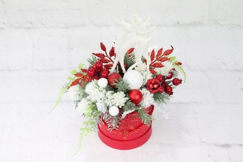 Flower box świąteczny stroik CZERWONY stylowy renifer Flower box świąteczny stroik CZERWONY stylowy renifer