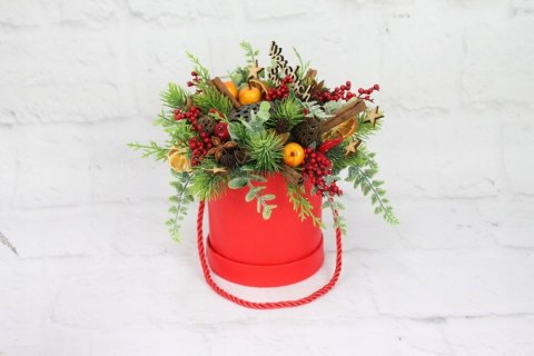 Flower box świąteczny stroik CZERWONY dekoracja domu Flower box świąteczny stroik CZERWONY dekoracja domu