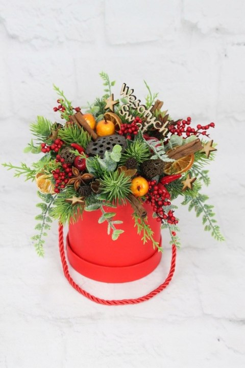 Flower box świąteczny stroik CZERWONY dekoracja domu Flower box świąteczny stroik CZERWONY dekoracja domu