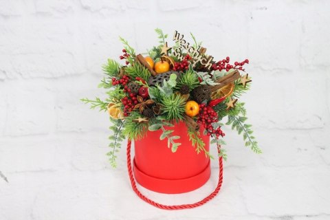 Flower box świąteczny stroik CZERWONY dekoracja domu Flower box świąteczny stroik CZERWONY dekoracja domu