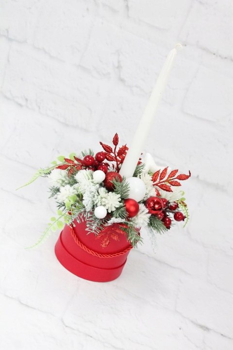 Flower box świąteczny stroik CZERWONY dekoracja Flower box świąteczny stroik CZERWONY dekoracja