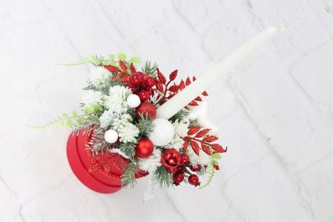 Flower box świąteczny stroik CZERWONY dekoracja Flower box świąteczny stroik CZERWONY dekoracja