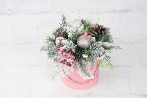 Flower box świąteczny stroik RÓŻOWY dekoracja styl Flower box świąteczny stroik RÓŻOWY dekoracja styl