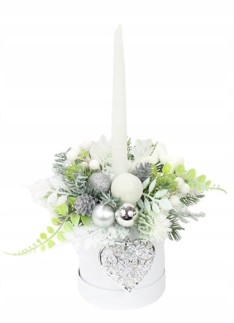 Flower box świąteczny stroik SREBRNY dekoracja stylowa świeca Flower box świąteczny stroik SREBRNY dekoracja stylowa świeca