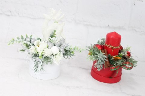 Flower box świąteczny stroik SREBRNY dekoracja stylowa świeca Flower box świąteczny stroik SREBRNY dekoracja stylowa świeca