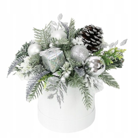 Flower box świąteczny stroik SREBRNY dekoracja Flower box świąteczny stroik SREBRNY dekoracja