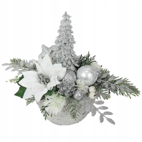 Świąteczny stroik SREBRNY dekoracja domu na święta