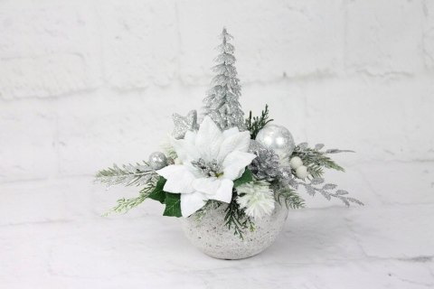 Świąteczny stroik SREBRNY dekoracja domu na święta