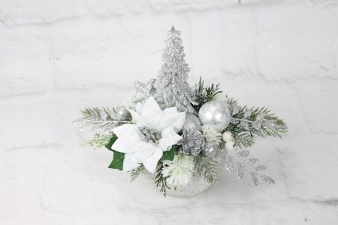 Świąteczny stroik SREBRNY dekoracja domu na święta