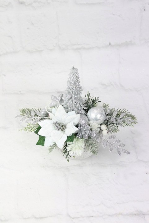 Świąteczny stroik SREBRNY dekoracja domu na święta