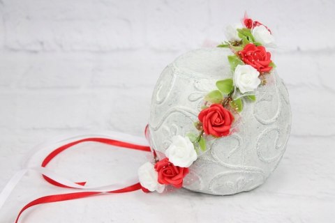 Wianek BIAŁO CZERWONY różyczki folk POLSKA kibicka Wianek BIAŁO CZERWONY różyczki folk POLSKA kibicka