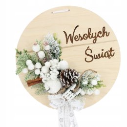Wianek stroik świąteczny drewno dekoracja do domu