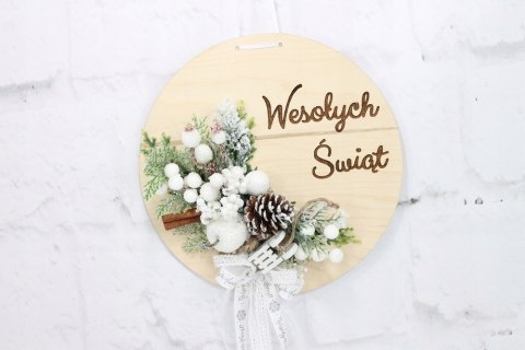 Wianek stroik świąteczny drewno dekoracja do domu