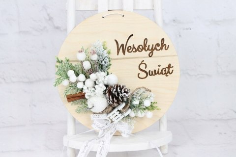 Wianek stroik świąteczny drewno dekoracja do domu
