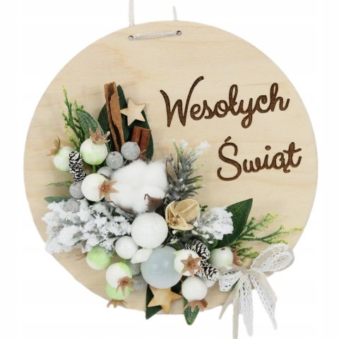 Wianek stroik świąteczny drewno dekoracja do domu