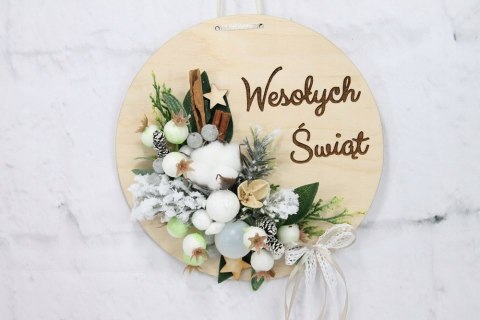 Wianek stroik świąteczny drewno dekoracja do domu