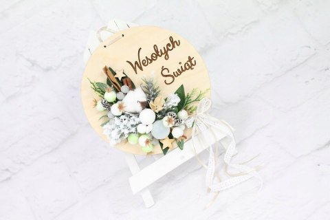 Wianek stroik świąteczny drewno dekoracja do domu