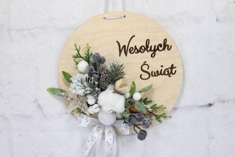 Wianek stroik świąteczny drewno dekoracja do domu