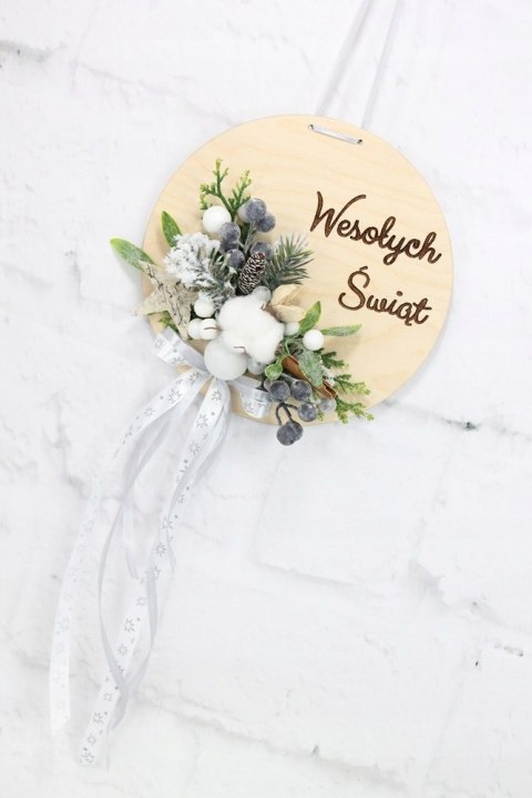Wianek stroik świąteczny drewno dekoracja do domu