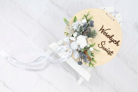 Wianek stroik świąteczny drewno dekoracja do domu