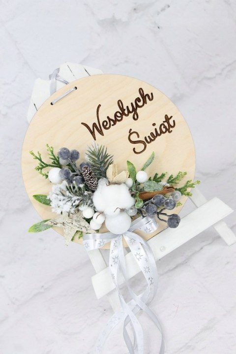 Wianek stroik świąteczny drewno dekoracja do domu