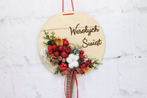 Wianek stroik świąteczny drewno dekoracja do domu