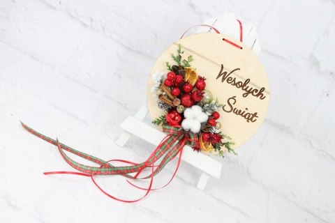 Wianek stroik świąteczny drewno dekoracja do domu