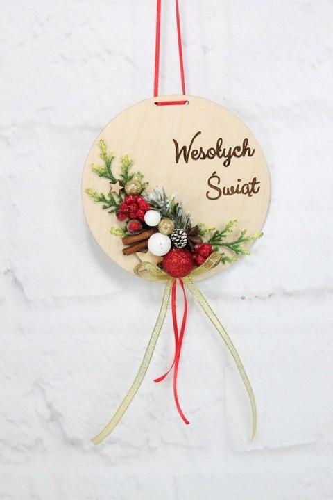 Wianek stroik świąteczny drewno dekoracja do domu