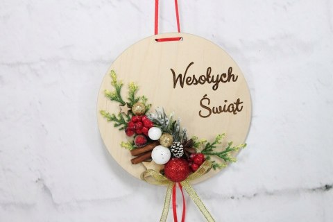 Wianek stroik świąteczny drewno dekoracja do domu