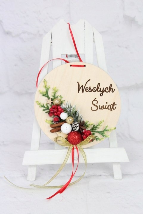 Wianek stroik świąteczny drewno dekoracja do domu