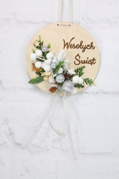 Wianek stroik świąteczny drewno dekoracja do domu