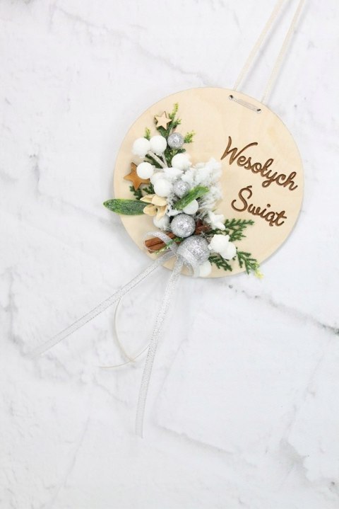 Wianek stroik świąteczny drewno dekoracja do domu