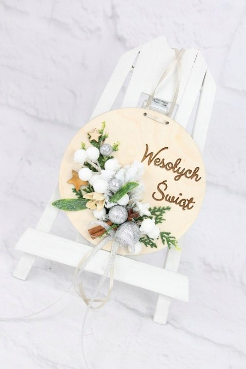 Wianek stroik świąteczny drewno dekoracja do domu