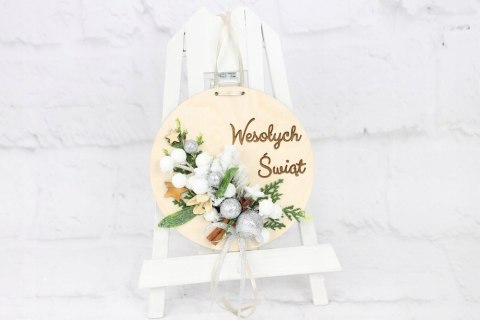 Wianek stroik świąteczny drewno dekoracja do domu