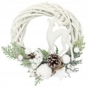 Wianek świąteczny biały RENIFER dekoracja na drzwi